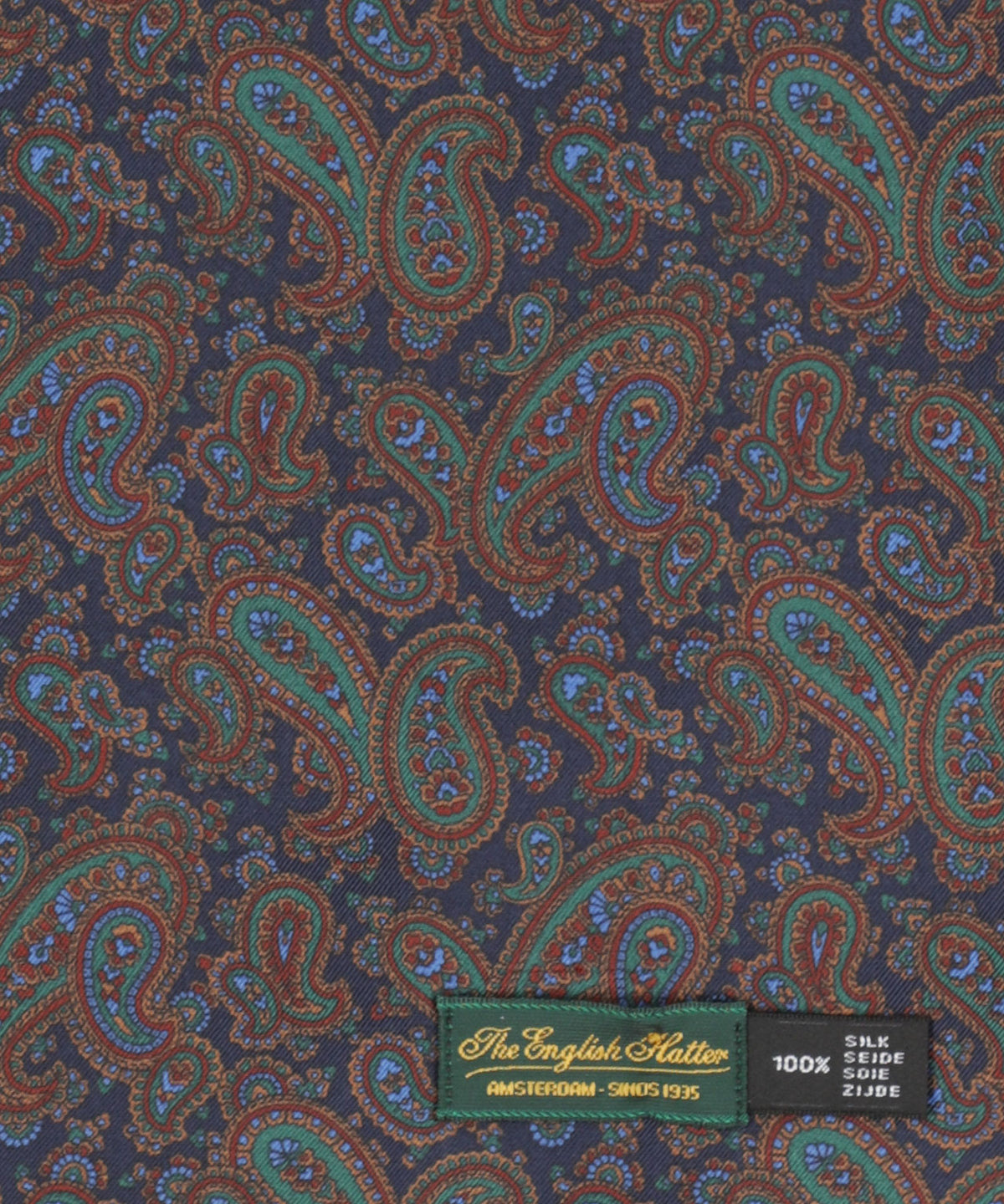 Zijden Wollen Sjaal | Navy Paisley Klein