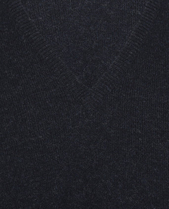 William Lockie V-hals Lamswol Pullover | Oxford Blue