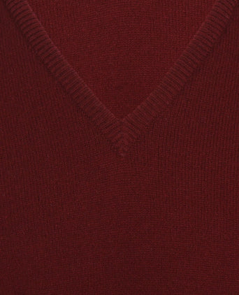 William Lockie V-hals Lamswol Pullover | Bordeaux