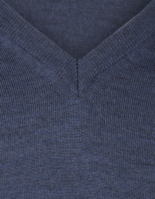 Pullover merino wol v-hals | Indigo