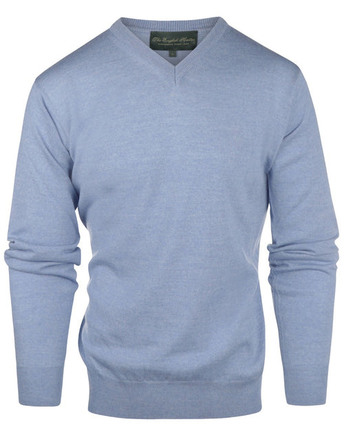 Pullover merino wol v-hals | Licht Blauw