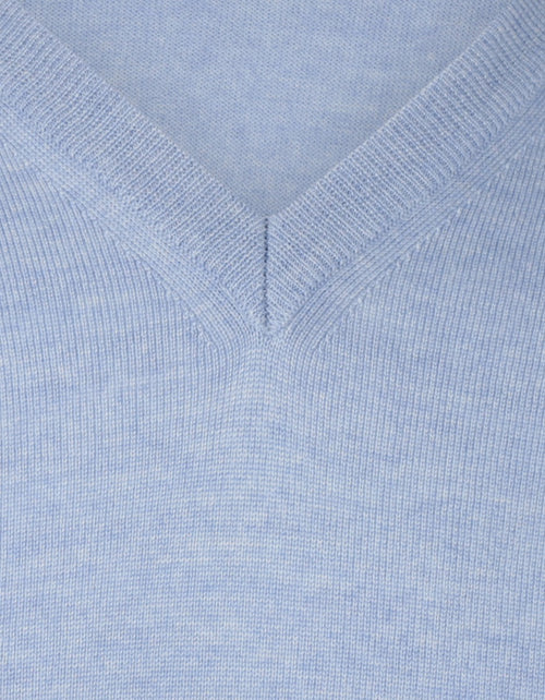 Pullover merino wol v-hals | Licht Blauw