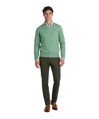 Pullover katoen v-hals | Groen Pullover katoen v-hals | Groen