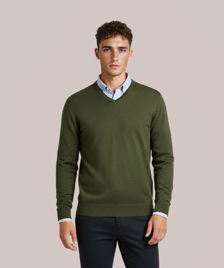 Pullover V-Hals Cotton/Cashmere | Groen Pullover V-Hals Cotton/Cashmere | Groen
