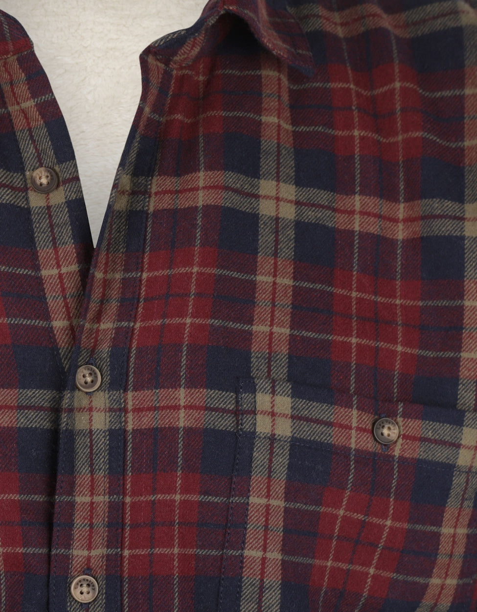 Fleece Lined Shirt | Rood/Blauwe ruit