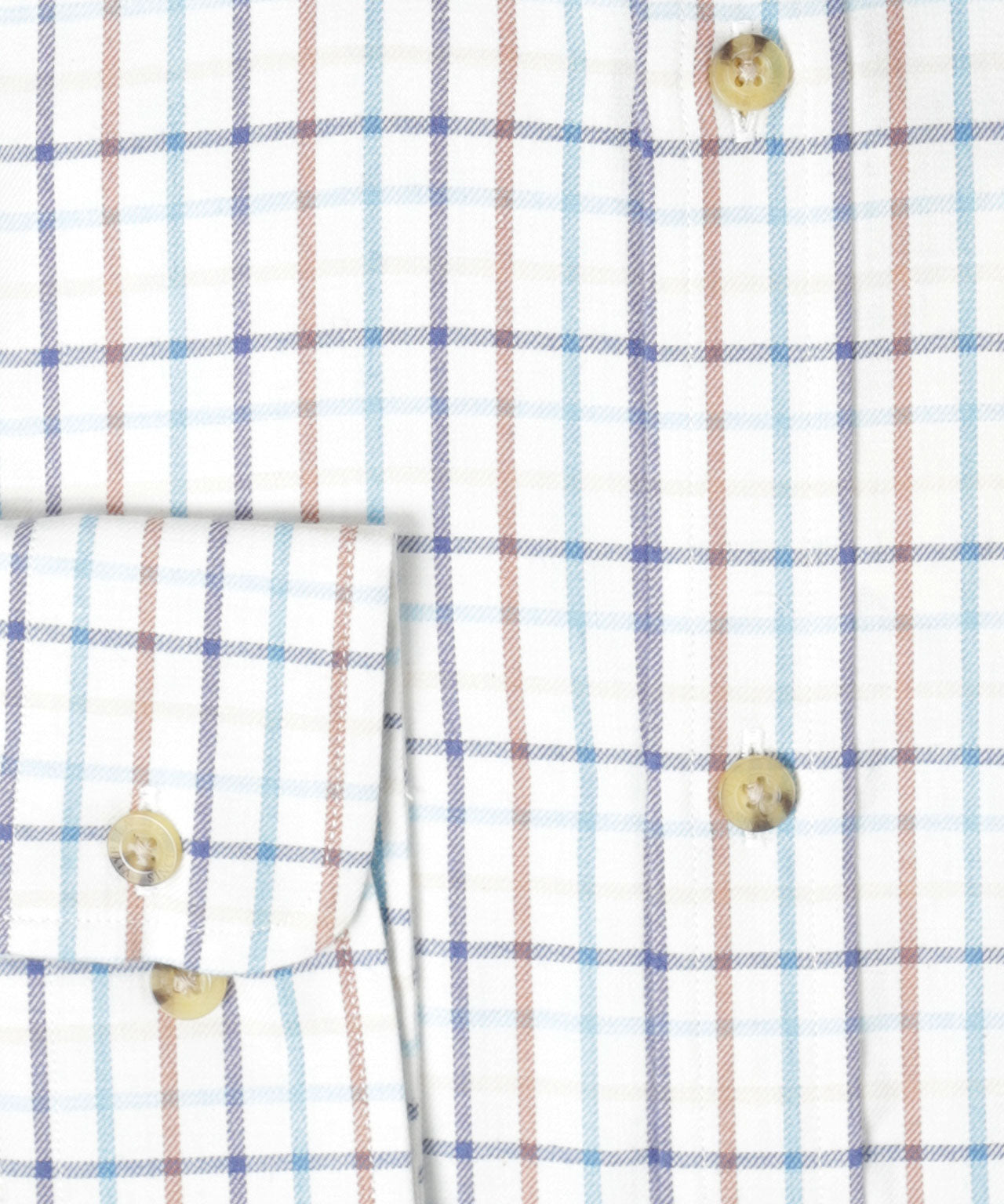 Shirt | Wit kleine ruit Navy/Blauw/Bruin