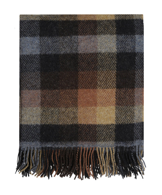 Plaid Shetland | Brown CharcoalGrey Rust Box Plaid