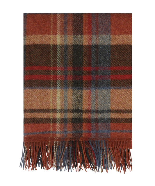 John Hanly Plaid Shetland | Rust Red/Brown/Blue Plaid