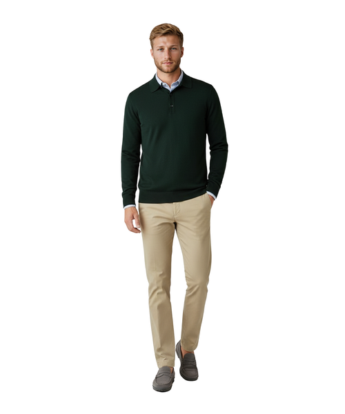 Pullover polo merino wol | Groen
