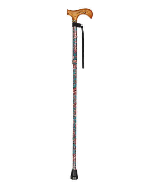 Folding Walking Stick | Groen Paisley