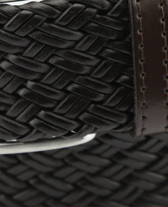 Gevlochten leren riem | Bruin