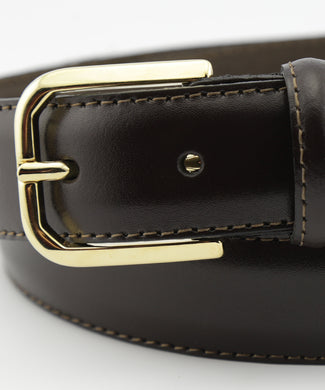 Leren Riem gouden gesp | Bruin Leren Riem gouden gesp | Bruin
