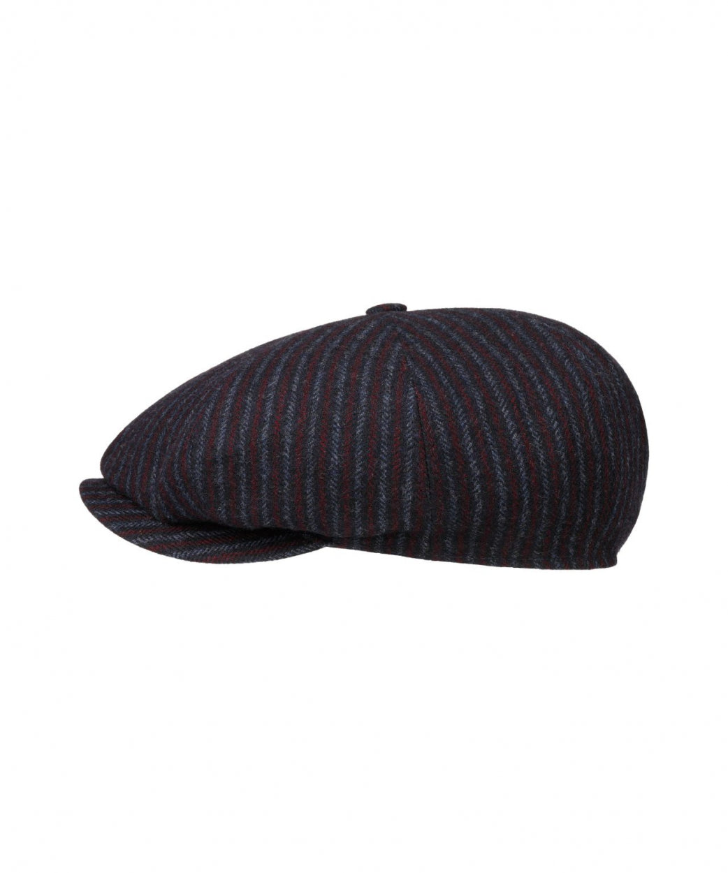 8-Panel Cap Woolen Stripe | Navy/Rood Melange streep
