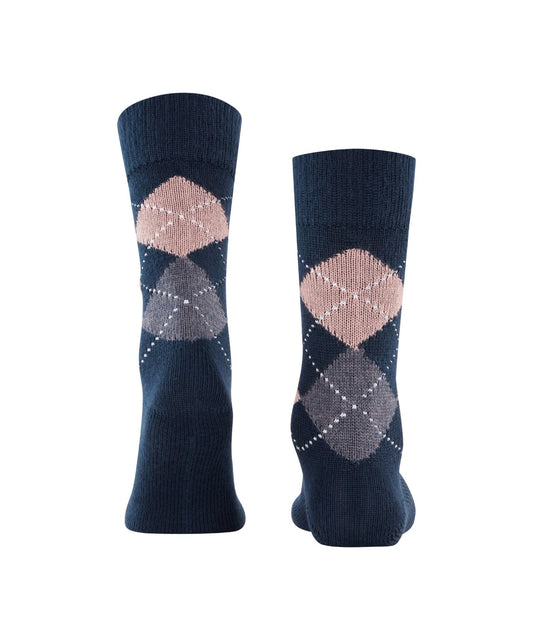 Preston Heren Sokken | Navy/Powder Pink diamond check