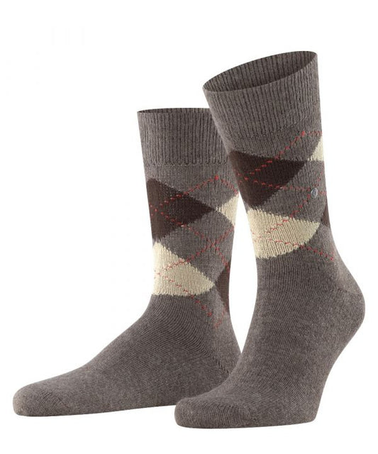 Preston Heren Sokken | Taupe/Brown diamond check