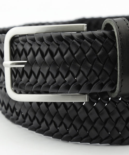 Gevlochten Leren Riem | Zwart