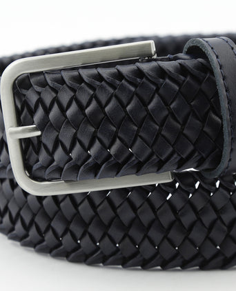 Elegante Gevlochten Leren Riem | Navy Blauw