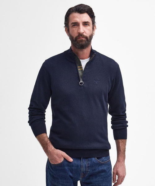 Barbour Cotton Half Zip Pullover | Navy Blauw