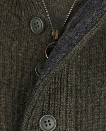 Pullover met rits en knoopsluiting | Groen