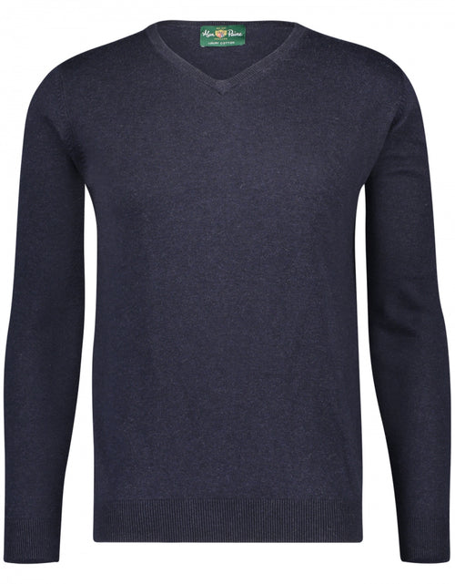 Pullover Cotton/Cashmere v-hals | Navy Blauw