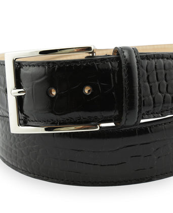 Riem Croco print | Zwart