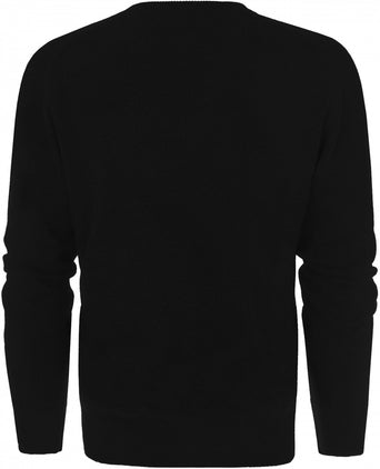 William Lockie Ronde Hals Lamswol Pullover | Black