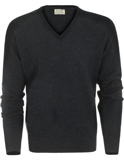 William Lockie V-hals Lamswol Pullover | Charcoal
