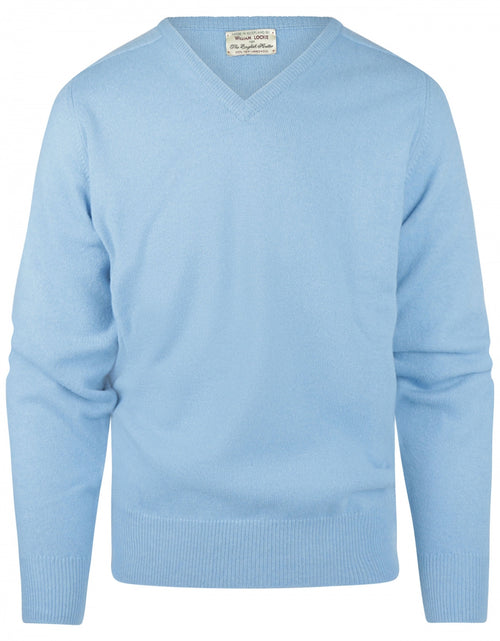 William Lockie V-hals Lamswol Pullover | Blue Sky