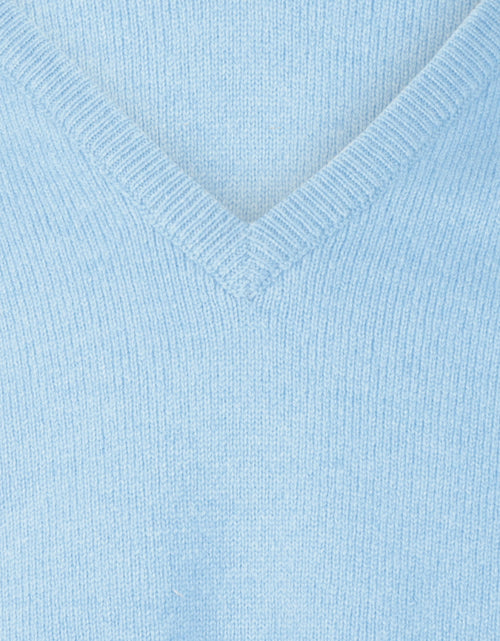 William Lockie V-hals Lamswol Pullover | Blue Sky