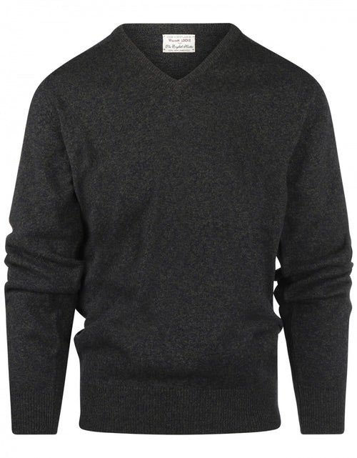 William Lockie V-hals Lamswol Pullover | Navy/Seaweed