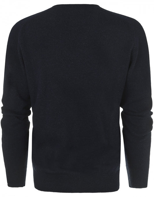 William Lockie V-Ausschnitt-Pullover aus Lammwolle | Oxfordblau