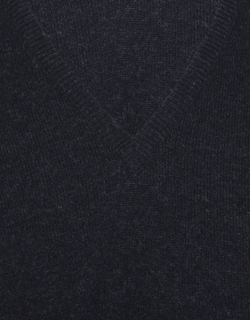 William Lockie V-hals Lamswol Pullover | Oxford Blue