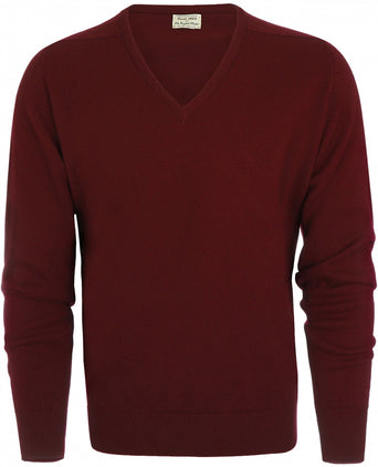 William Lockie V-hals Lamswol Pullover | Bordeaux