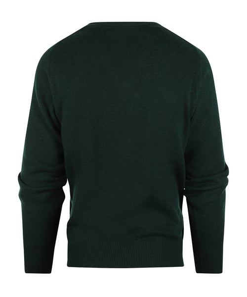 William Lockie V-hals Lamswol Pullover | Tartan Green