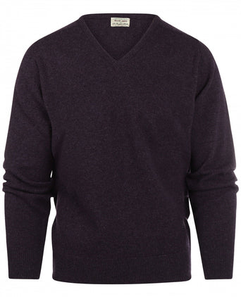 William Lockie V-hals Lamswol Pullover | Elderberry