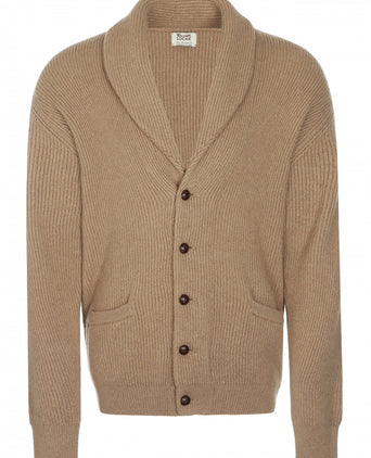 Knoop vest kameelhaar sjaalkraag | Natural