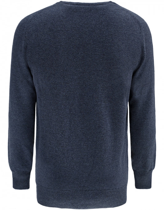 Pullover aus Lammwolle, holländische Passform, V-Ausschnitt | Oxfordblau