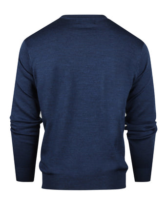 Pullover merino wol v-hals | Blauw