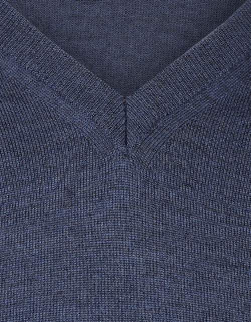 Pullover merino wol v-hals | Indigo