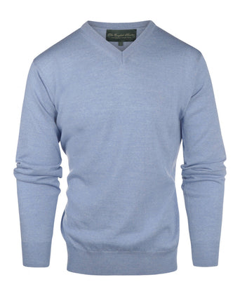 Pullover merino wol v-hals | Licht Blauw