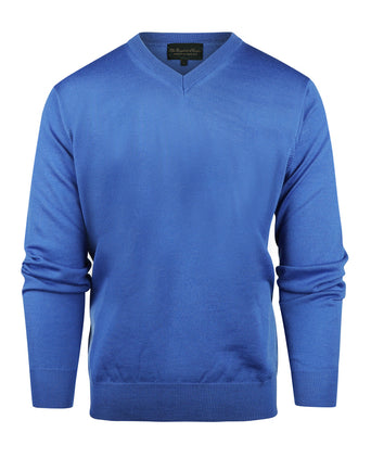 Pullover merino wol v-hals | Blauw