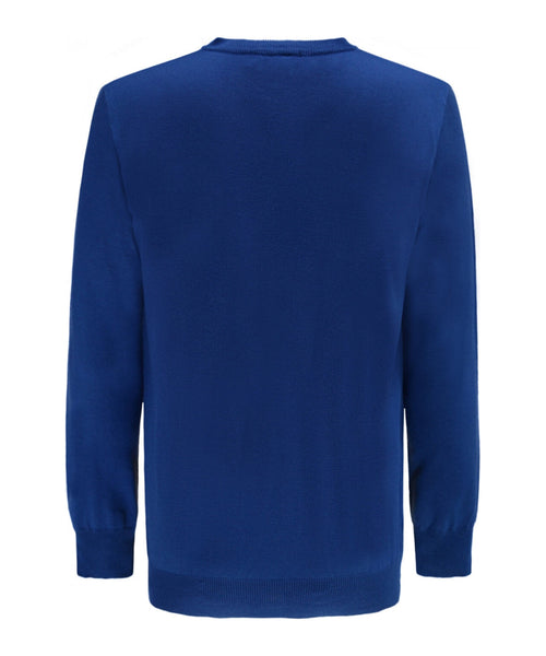 Pullover merino wol v-hals | Kobalt
