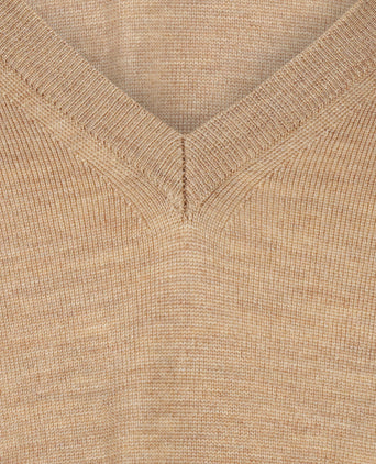 Pullover merino wol v-hals | Bruin