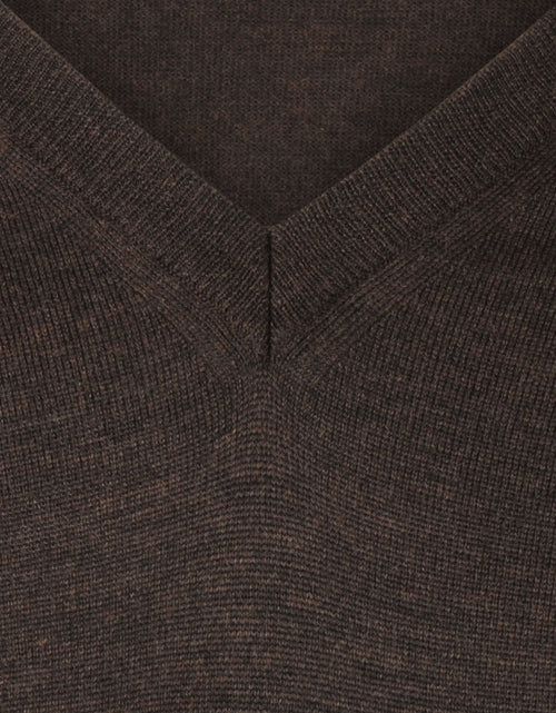 Pullover merino wol v-hals | Donker Bruin