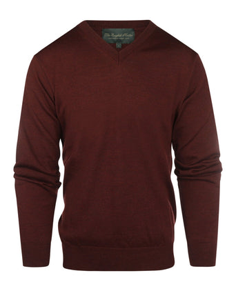 Pullover merino wol v-hals | Bordeaux