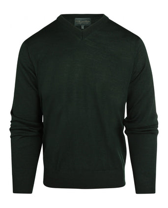 Pullover merino wol v-hals | Groen