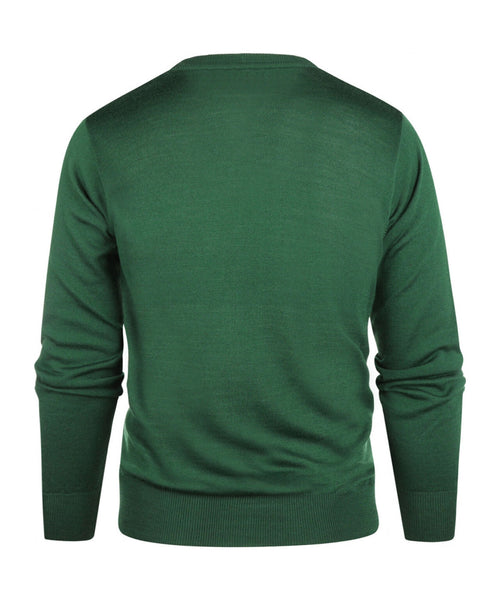 Pullover merino wol v-hals | Groen