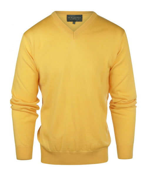 Pullover merino wol v-hals | Geel