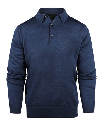 Pullover polo merino wol | Blauw