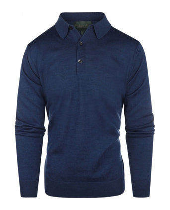 Pullover polo merino wol | Blauw